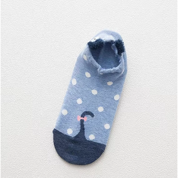 Női koreai állatfigurás világos kék bokazokni