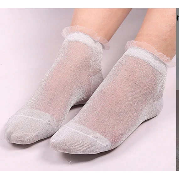 Női csillogó világos szürke nyári nejlon bokazokni