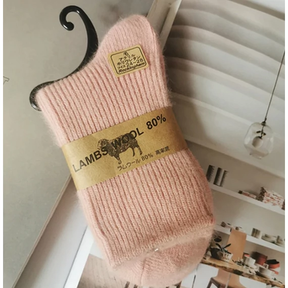  Női kötött Merino rózsaszín gyapjú zokni