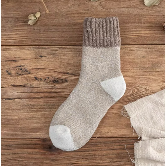  Férfi termikus Merino gyapjút is tartalmazó bézs színű meleg zokni