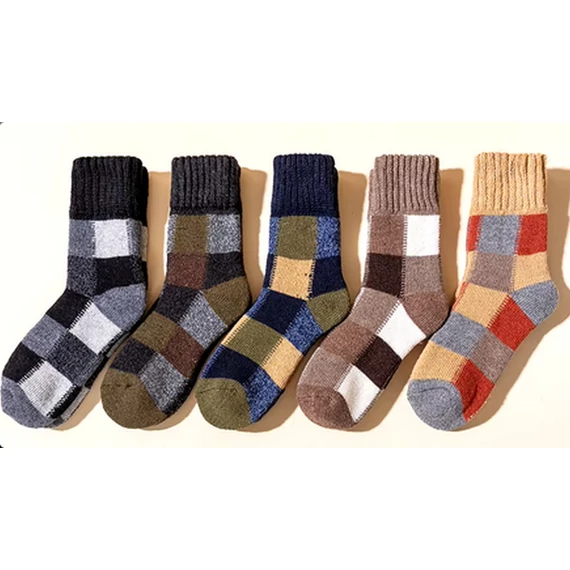 Férfi és női vastag kötött Merino fekete gyapjú zokni 