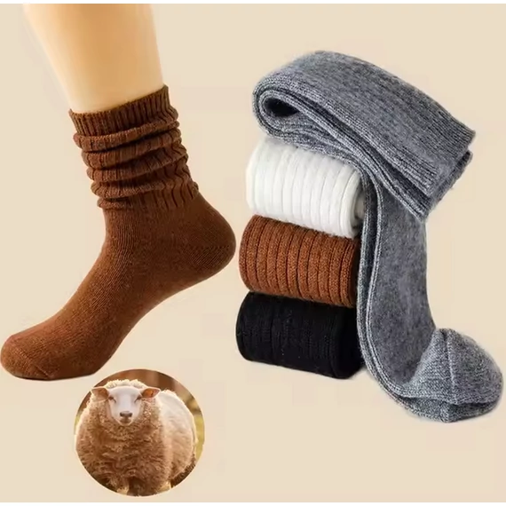 Férfi és női meleg Merino fehér Crew gyapjú zokni 