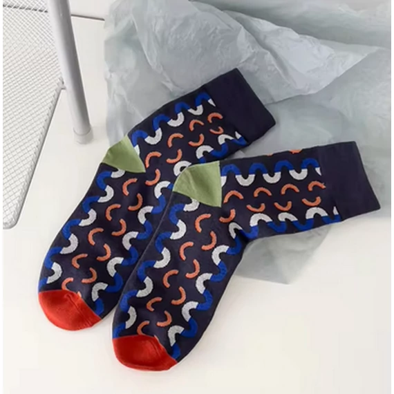  Férfi geometrikus patchwork mintás zokni