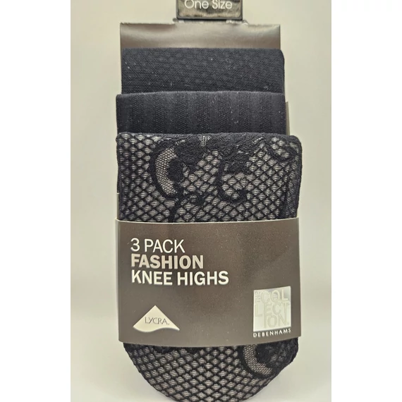 GATTA 20 DEN mintás fekete térdfix 3 db-os csomagolásban 