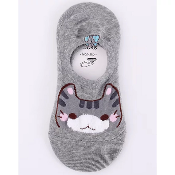 Női macska mintás szürke titokzokni