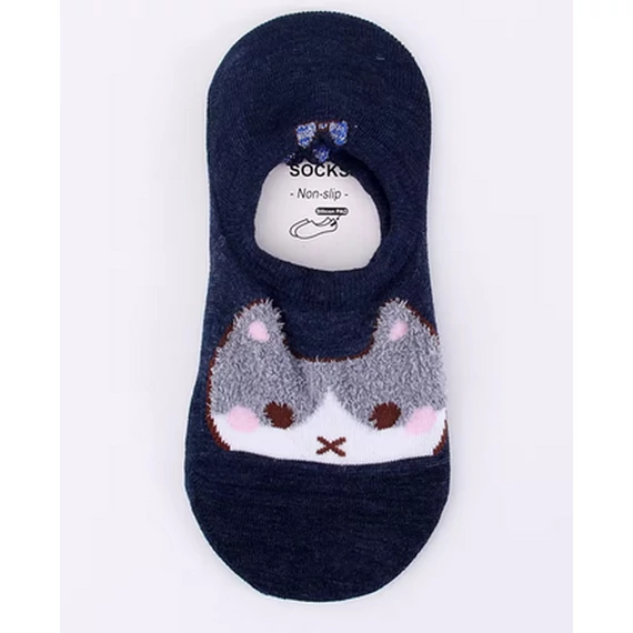 Női macska mintás sötétkék titokzokni