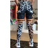 Női magas derekú, leopárd mintás fekete-fehér-rózsaszín fitness jóga leggings