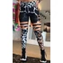 Női magas derekú, leopárd mintás fekete-fehér-rózsaszín fitness jóga leggings