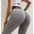 Női magas derekú, méhsejt mintázatú, szürke PUSH UP fitness jóga leggings