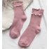  Női fodros gyöngyös díszítésű mályva pamut zokni