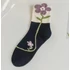 Női tulipán virágos fekete zokni
