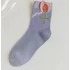  Női tulipán virágos világos kék zokni